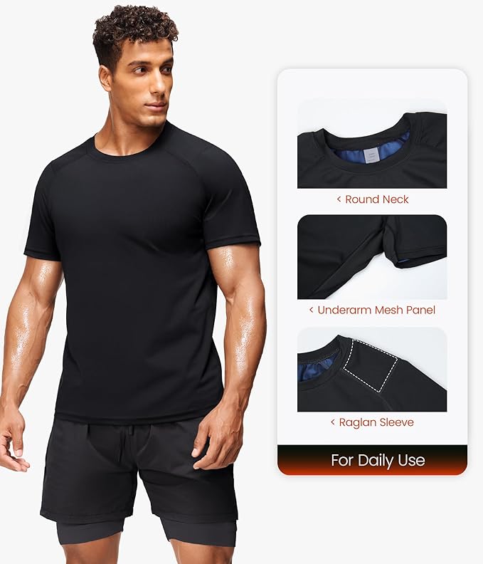 Junlan Sauna Shirt for Men -Waist Trainer Vest Gym Top for Running & Training