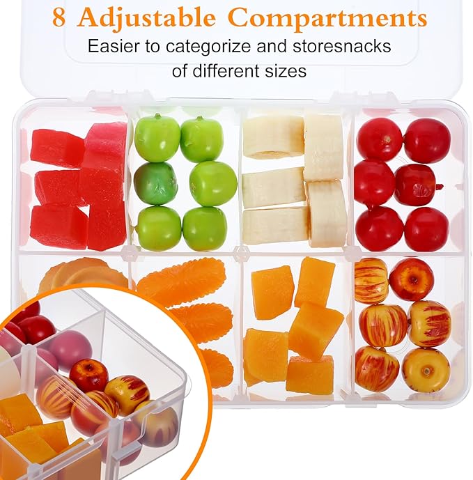 4 Pcs Snack Box Container, 8 Compartments Snack Containers Reusable Meal Prep Lunch Containers.