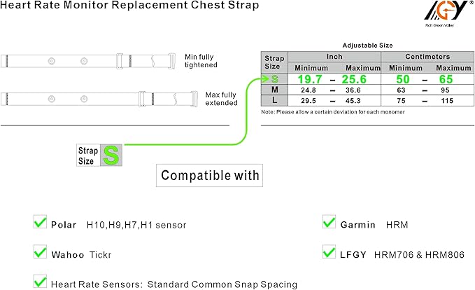 Heart Rate Monitor Replacement Chest Strap Compatible with Polar H10 H9 H7 H1 Wahoo Tickr Garmin Chest Belt