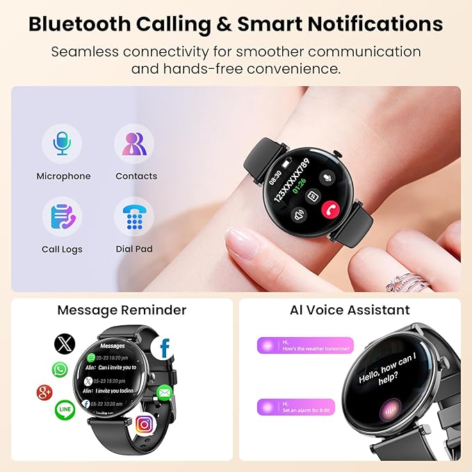 Hwagol Smart Watches for Women Men[Calls/Metal Thin] for Android iPhone Compatible,1.43" Micro-Spherical AMOLED Screen,IP68 Waterproof Fitness Tracker Heart Rate/SpO2/Sleep Monitor/Pedometer