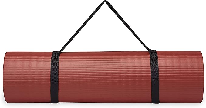 Gaiam Essentials Thick and Thin Yoga Mat Fitness & Exercise Mat with Easy-Cinch Carrier Strap
