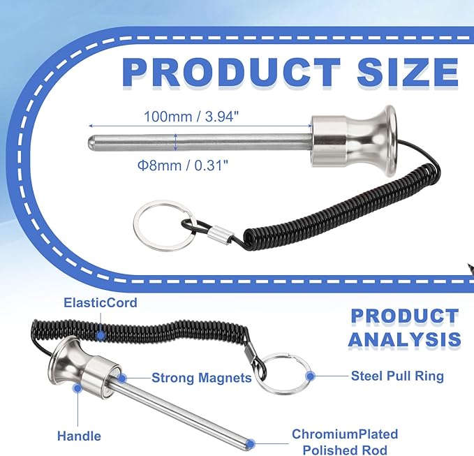 PATIKIL Weight Stack Pin, Magnetic Gym Selector Pin Universal Weight Stack Replacement with Pull Rope for Home Commercial