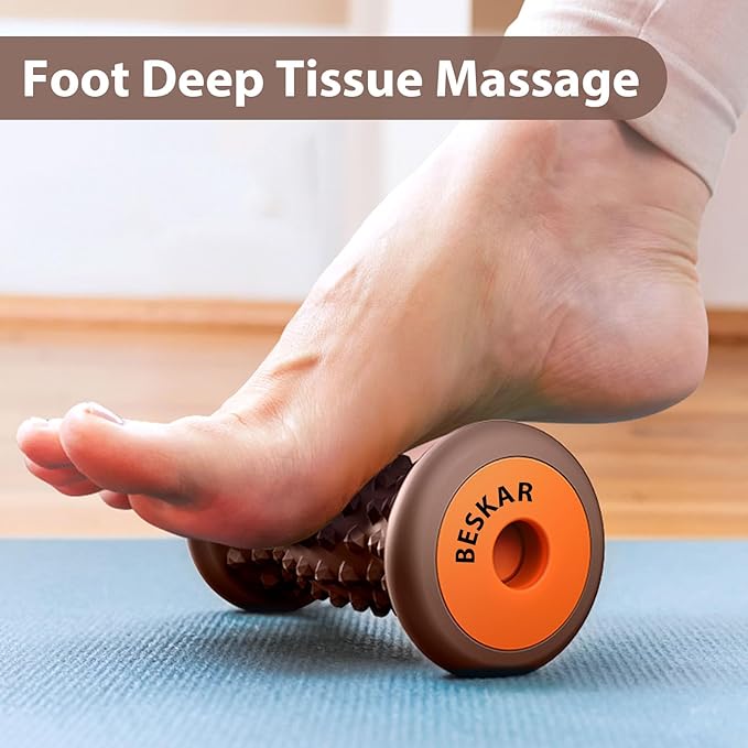 BESKAR Foot Massage Roller for Relief Plantar Fasciitis, Foot Reflexology Tool Pressure Point Massage Roller, Deep Tissue Massage for Relieving Feet Arch Heel Pain, Myofascial Pain Syndrome