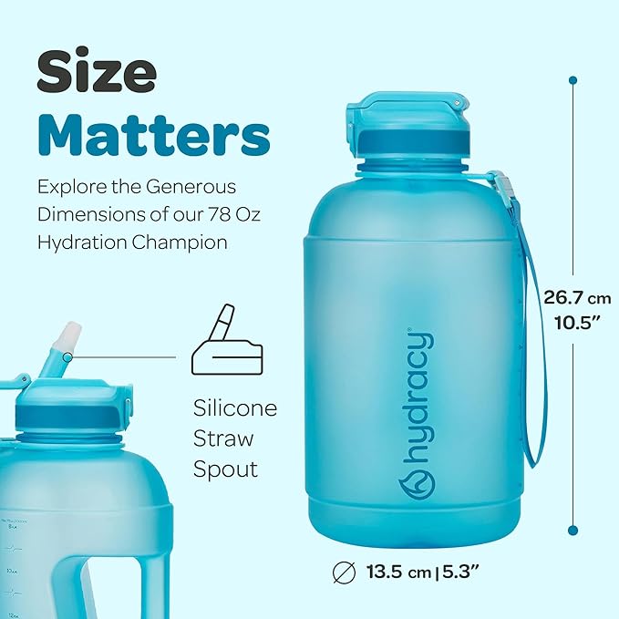 Hydracy Water Bottle with Time Marker -Large BPA Free Water Bottle & No Sweat Sleeve -Leak Proof Gym Bottle with Fruit Infuser Strainer & Times to Drink -Ideal for Fitness Sports & Outdoors