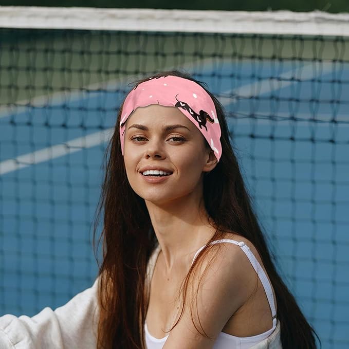 Dachshund Dogs and Hearts Wide Headbands for Women