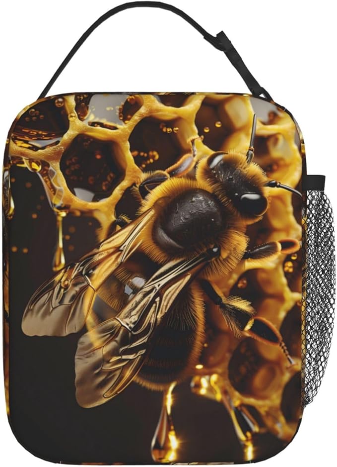 Insulated Lunch Box for Women Men, Bee Lunch Box Reusable Portable Lunch Bag Cooler Tote Waterproof Lunch Container for Office Picnic Work Travel Hiking