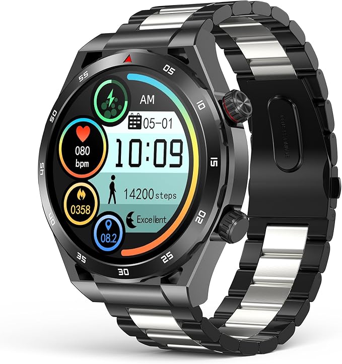 EarlySincere Smart Watches with Blood Pressure Monitor, IP67 Waterproof for Android iOS iPhone,1.39" HD Smartwatches for Men, Fitness Watch with Heart Rate/Sleep, Comes with replaceable silicone strap