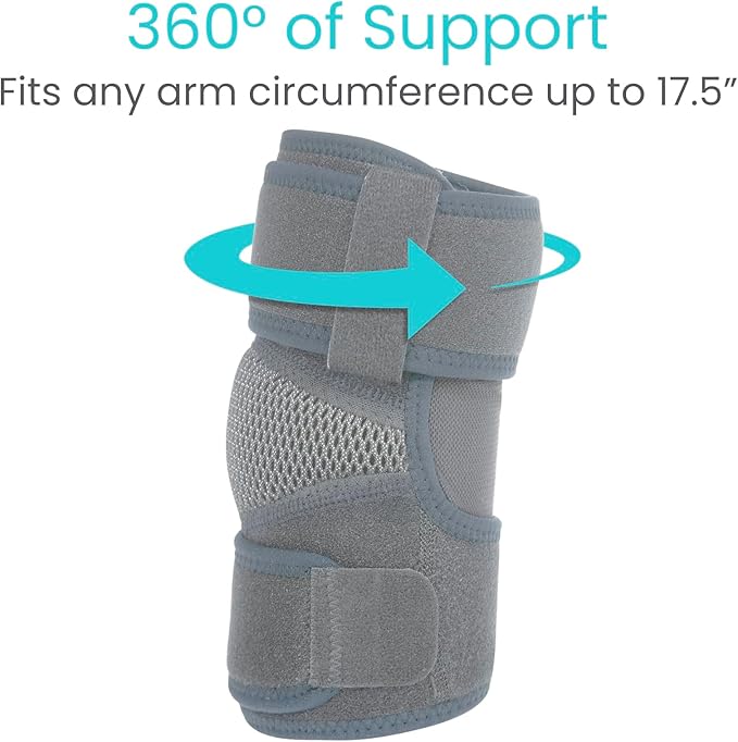 Vive Elbow Brace - Tennis Compression Sleeve - Wrap for Golfers, Bursitis, Left or Right Arm - Tendonitis Support Strap for Golf, Men and Women - Epicondylitis and Sports Recovery (Gray, Standard)