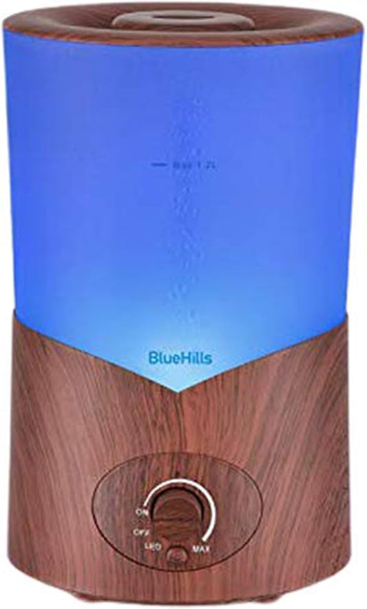 BlueHills Premium Large 1000 ML XL Essential Oil Diffuser Dark Wood Grain Aroma Humidifier 1 Liter Capacity for Big Room Home Long Run Kids Huge Coverage Area Quiet High Mist Output Large 1L A3