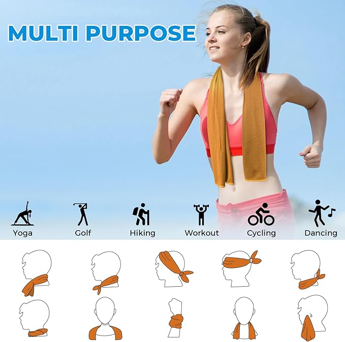 Cooling Towels for Neck and Face - Microfiber Chilly Towel Yoga Towel for Men or Women Ice Cold Towels for Yoga Gym Travel Camping Golf Football & Outdoor Sports