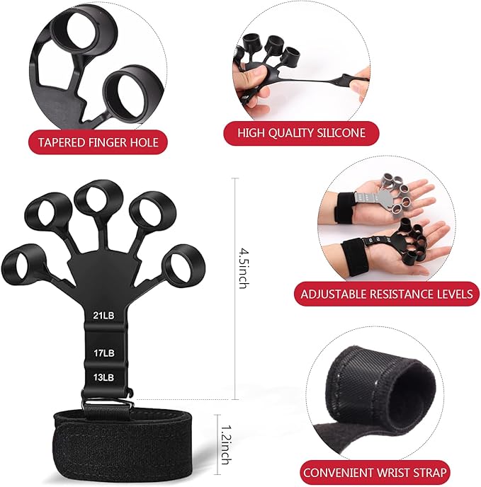 13 PCS Grip Strength Trainer Kit, Hand Gripper Strengthener, Forearm Strengthener, Finger Strengthener, Finger Exerciser, Stress Relief Ball, Forearm Workout Ring for Muscle Building and Injury Recover