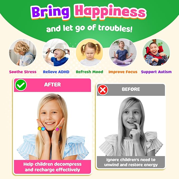 Fidget Toys Kids Sensory Rings: Textured Spinner Rings for Anxiety Relief - Sensory Toys for Autism ADHD Special Needs Classroom School - Gifts Prizes Bulk for Kids Stocking Stuffers Goodie Bags