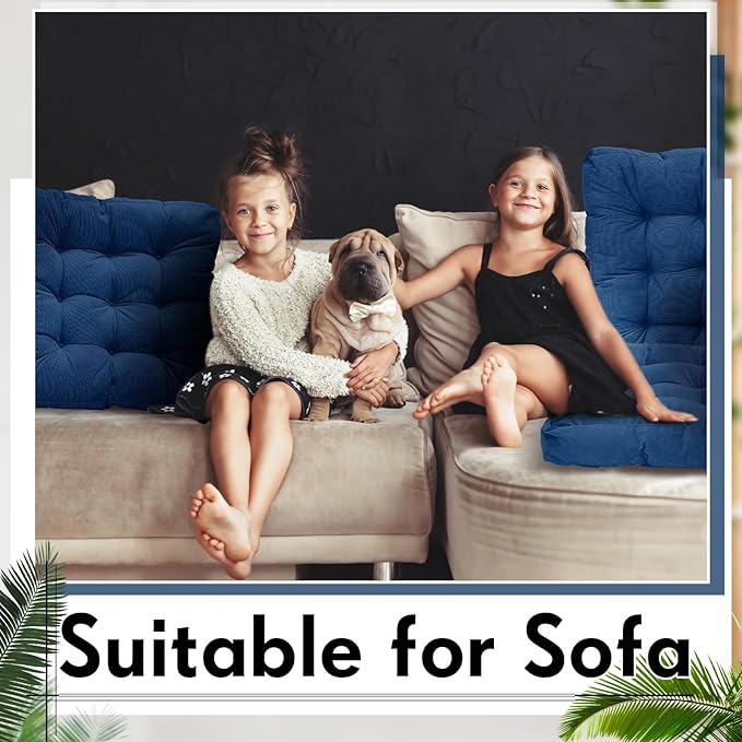 Jerify Floor Pillow Cushions 22 x 22 Inch Round Square Large Meditation Floor Pillow for Classroom Adult Meditation Picnic Party Cushion for Seating Gift Christmas(Square,Navy Blue,4 Pcs)