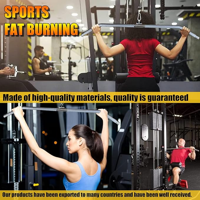 Cable Machine Lat Pulldown Attachments - 29/39/48 Inch Wide Grip Bar with Non-slip Handle for Home Gym Tricep Training