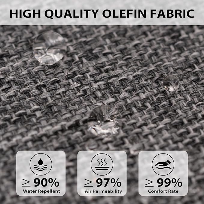 Sundale Outdoor Olefin Bench Cushion， Water-Resistant Patio Couch Cushion, Loveseat Sofa Pad with Straps Medium Gray, 59 x 18 x 4 Inches