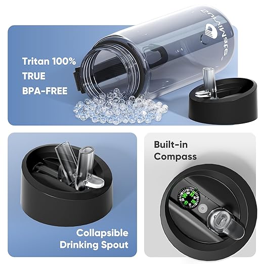 Survimate 5-Stage 0.01μm Ultra-Filtration Filtered Water Bottle, BPA-Free Material, NSF/ANSI 42&372 Certified, Portable Water Filter Bottle for Survival, Camping, Hiking, and Emergency Use