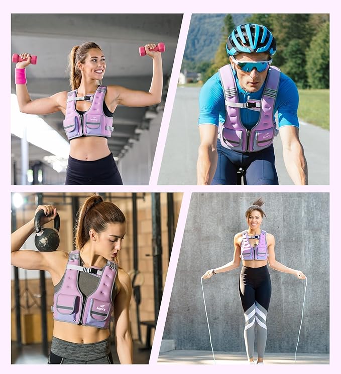 Adjustable Weighted Vest Woman 5-12lb/9-16lb/17-24lb/23-30lb Weight Vest with Reflective Stripe, Zipper Rucking Running Vests for Women Men Workout Walking Strength Training Weight Loss Fitness Weightlifting