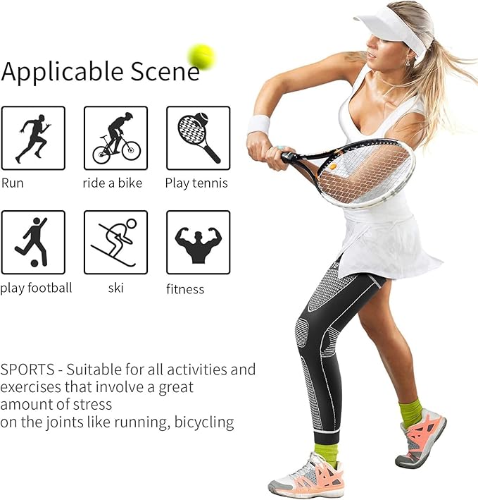 Full Leg Sleeves Long Compression Leg Sleeve Knee Sleeves Protect Leg, for Man Women Basketball, Arthritis Cycling Sport