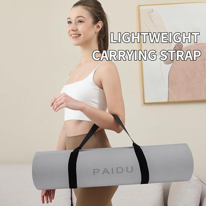 Yoga Mat Non Slip Anti-tear,extra thick-2/5 inch（10MM）High Resiliency Professional POE Yoga Mats for Women Men Kids,72"x24"inch,Workout, Yoga, Pilates and Floor Exercise, with Carrier Strap