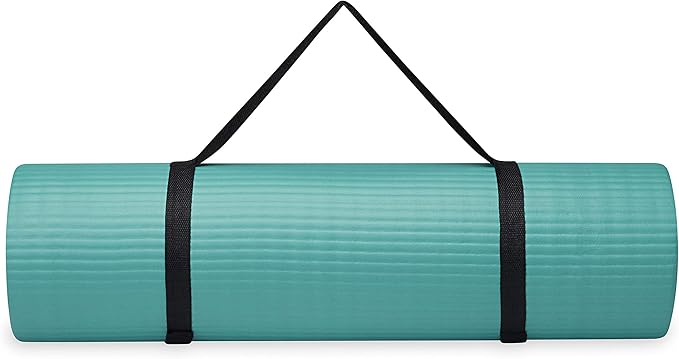 Gaiam Essentials Thick and Thin Yoga Mat Fitness & Exercise Mat with Easy-Cinch Carrier Strap
