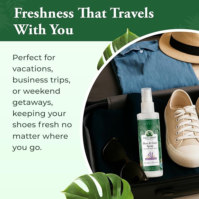 Foot Sense – Shoe Deodorizer & Foot Spray – Natural Foot & Shoe Odor Eliminator for Smelly Feet, Shoes & Sports Gear, Long-Lasting Refreshener for Adults & Kids – 5oz, 2 Pack