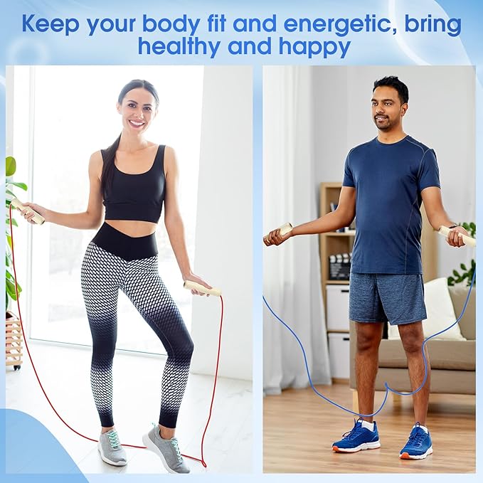 8.53 Ft Jump Ropes for Kids Adults Adjustable Cotton Skipping Rope with Wooden Handle for Multiplayer Double Dutch Jump Rope Exercise Outdoor Fun School Sport Game Gift