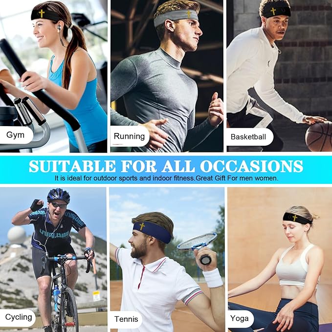 3pcs Headbands for Men Sports Sweat Bands Sweatbands for Mens Workout Running Headbands for Men