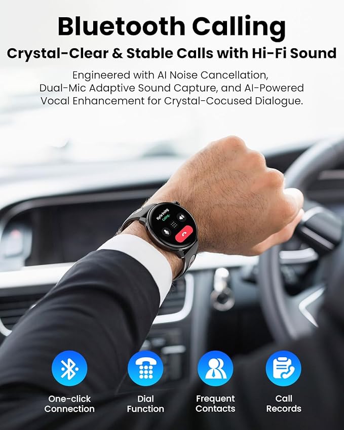 Smart Watch GPS, 1.43" AMOLED Screen Smart Watch for Men/Women Fitness Tracker, Military Smartwatches Compass，Compatible with Android & iOS (Bluetooth Call Answer/Dial), Multiple Sports Modes