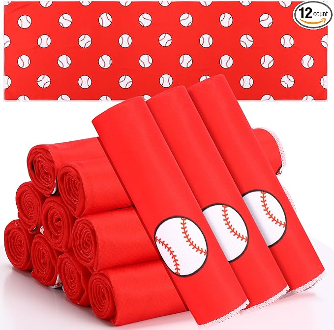 12 Pcs Cooling Towel 40 x 12 Inch Basketball Baseball Football Volleyball Soccer Softball Microfiber Fast Drying Towel for Gift Women Men
