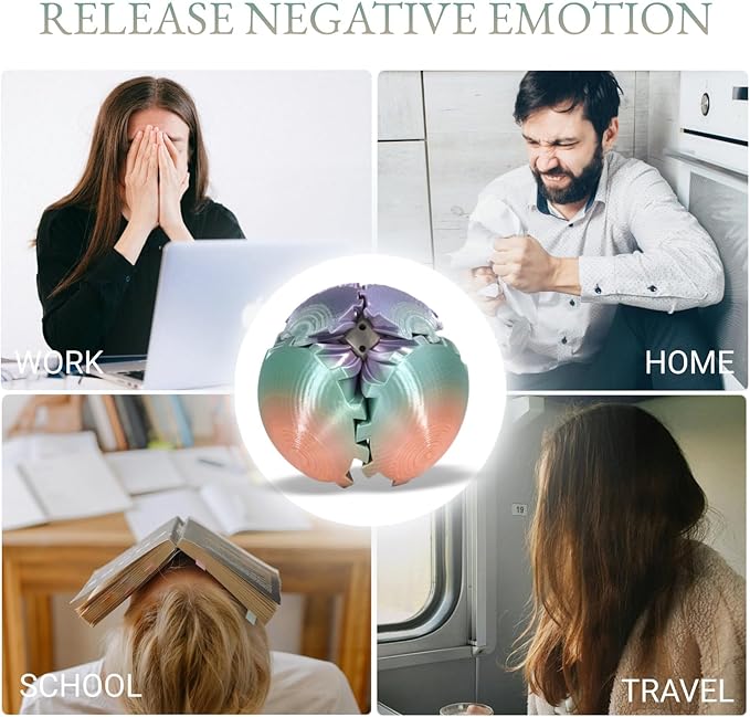 Gear Ball, 3D Printed Gear Ball, Gear Sphere Fidget Toy Stress Relief Toy for ADHD, Anxiety Relaxing Toy for Adults at Work/Study/Travel (MiniColor, TwistedLine)