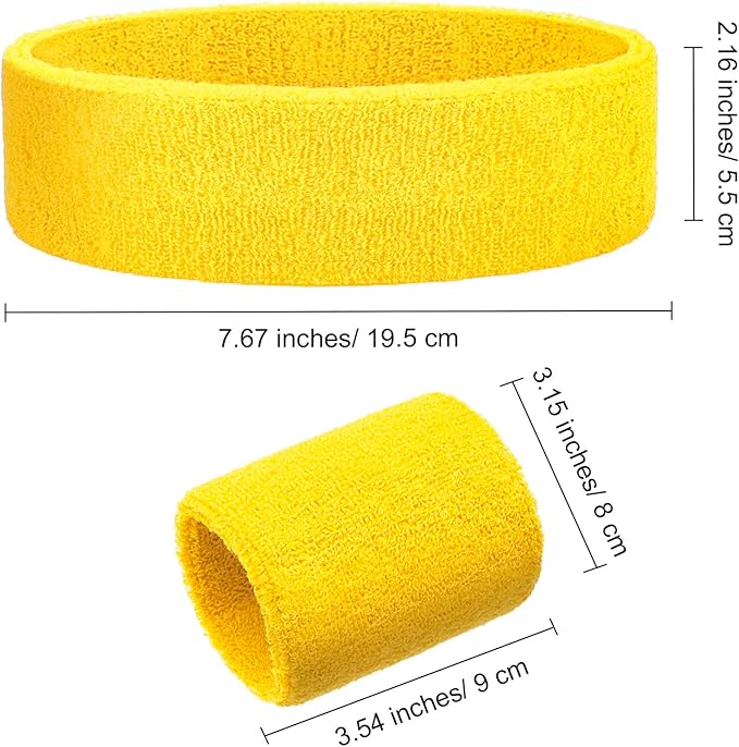 Skylety 18 Pcs 80s Neon Sweatband Set,12 Colorful Wristband Elastic Athletic Sweatband 6 Headband Sweat Wicking Tennis Basketball Sport Competition Supplies for Men Women Gym Running
