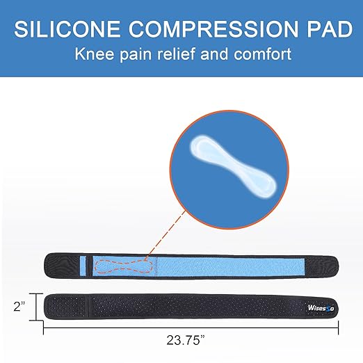 IT Band Strap, Adjustable Iliotibial Band Syndrome Brace, Athletic Stabilizer for Men, Women, Knee Support Strap for Running, Cycling, Hiking, Exercising, etc (Black, 2 Pc)