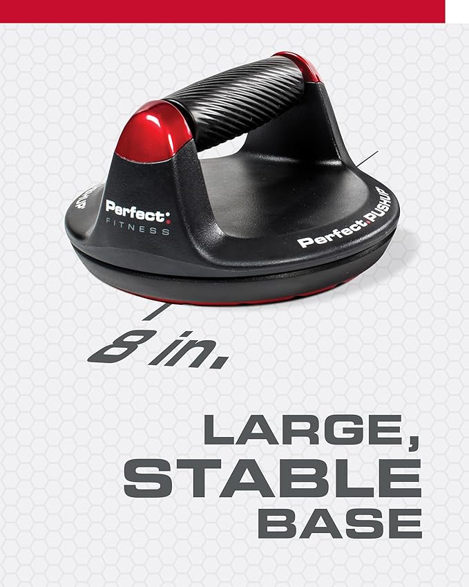 Perfect Pushup Elite - Rotating Handle Design with Steel Ball Bearings for Smooth, Effortless Handle Rotation - Ergonomic Grips, 8" Base & Textured, Non-Slip Bottom Treads - Supports up to 400lbs
