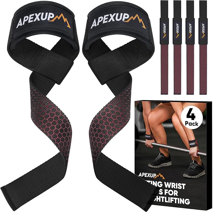 APEXUP Weight Lifting Straps for Weightlifting, Lifting Wrist Straps Gym, Deadlift Strap, Anti Slip Silicone Weightlifting Strap Men Women Powerlifting, Strength Training