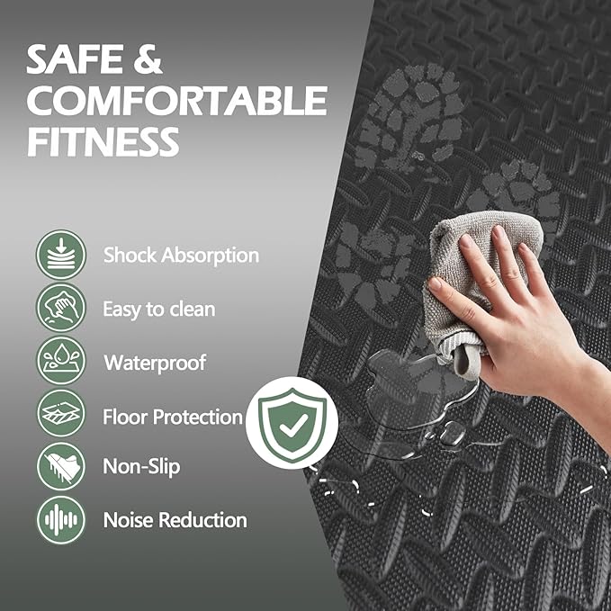 0.5in Thick Interlocking Exercise Mats,24 x 24in High-Density EVA Interlocking Foam Floor Tiles – Puzzle Gym Mat for Home Gym, Workout Equipment, Weightlifting, Kids Play Area