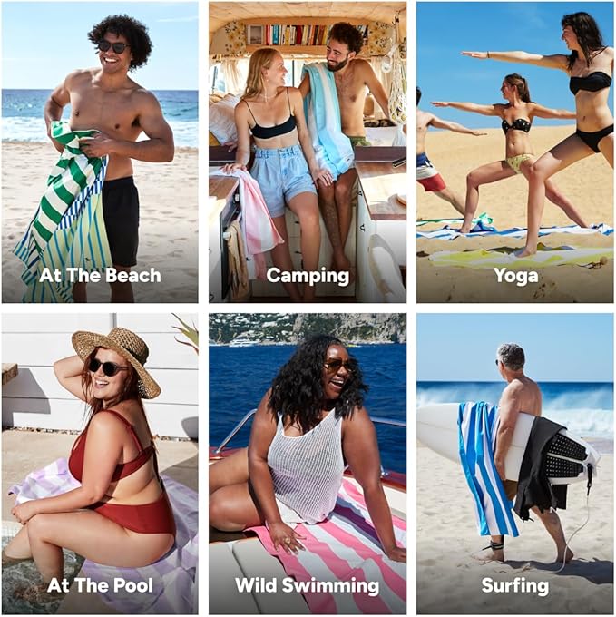 Dock & Bay Beach Towel - Quick Dry, Sand Free - Compact, Lightweight - 100% Recycled - Includes Bag - Blueberry Spritz - Extra Large (200x90cm, 78x35)