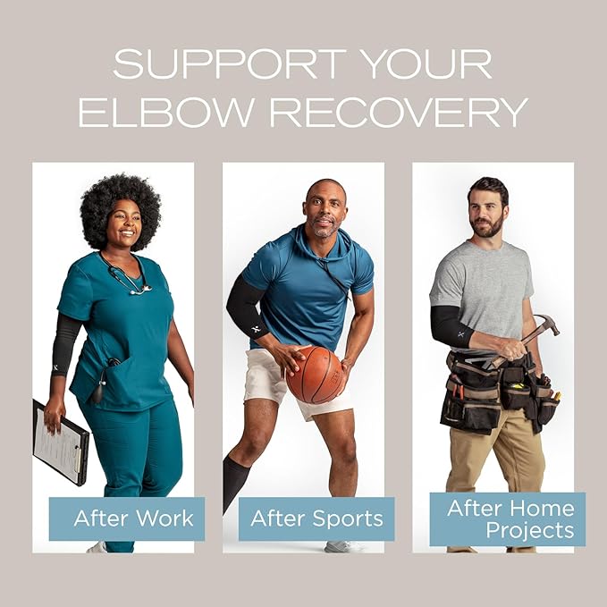 Medicine-Infused Pain Relieving Elbow Compression Sleeve for Men and Women with Elbow Pain, Tennis Elbow, Tendonitis, and Arthritis