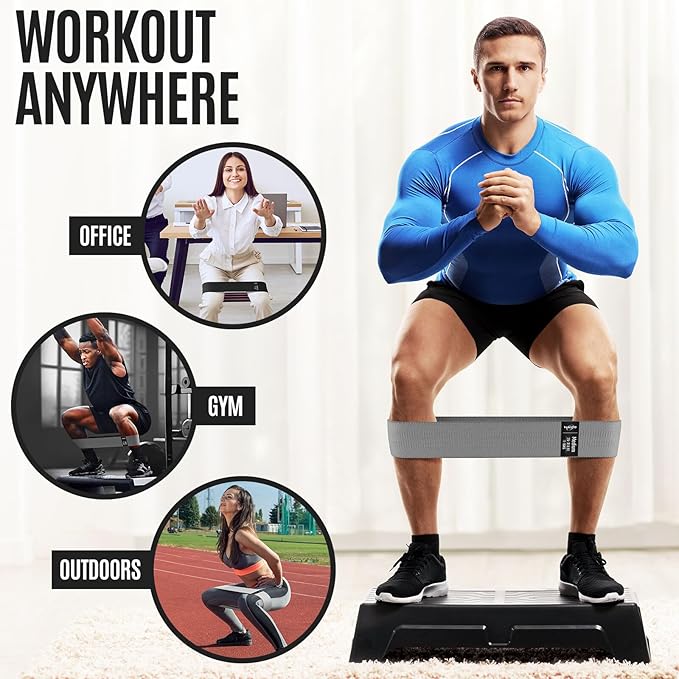 WALITO Resistance Bands for Working Out, Fabric Exercise Bands for Legs and Butt, Workout Bands for Women and Men, Booty Band for Yoga Starter Set, Pilates, Rehab, Fitness and Home Workout