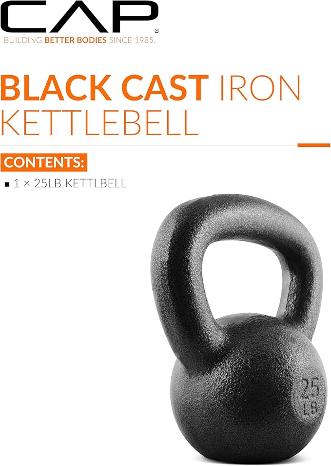 CAP Barbell Black Cast Iron Kettlebell Single or Set | 10-80 Lbs