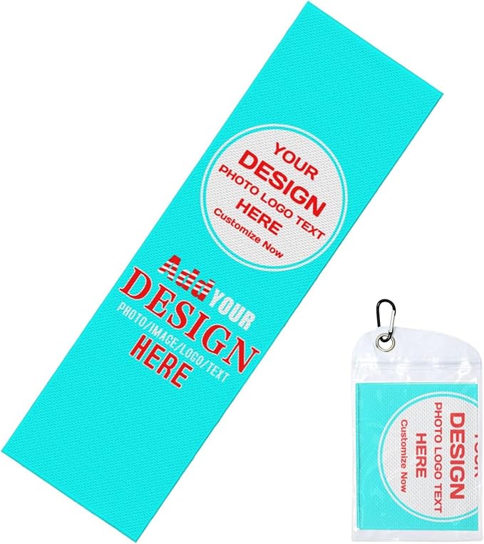 Custom 1-200 Pack Cooling Towel 40"x12", Design Your Team Logo Photo Ice Towel Personalized Soft Breathable Sport Towel Customized Workout Sweat Towel for Yoga Gym Activities (Cyan)
