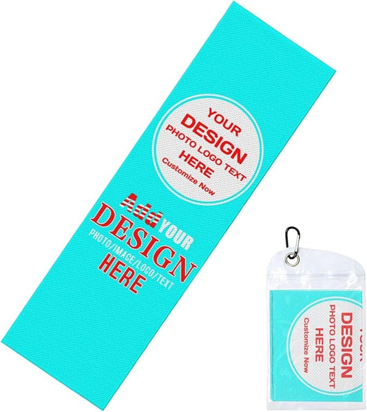 Custom 1-200 Pack Cooling Towel 40"x12", Design Your Team Logo Photo Ice Towel Personalized Soft Breathable Sport Towel Customized Workout Sweat Towel for Yoga Gym Activities (Cyan)