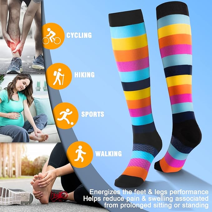 bropite Halloween Compression Socks for Women & Men-Pumpkin Ghost 6 Pairs 20-30mmhg Support Running Nurse Travel