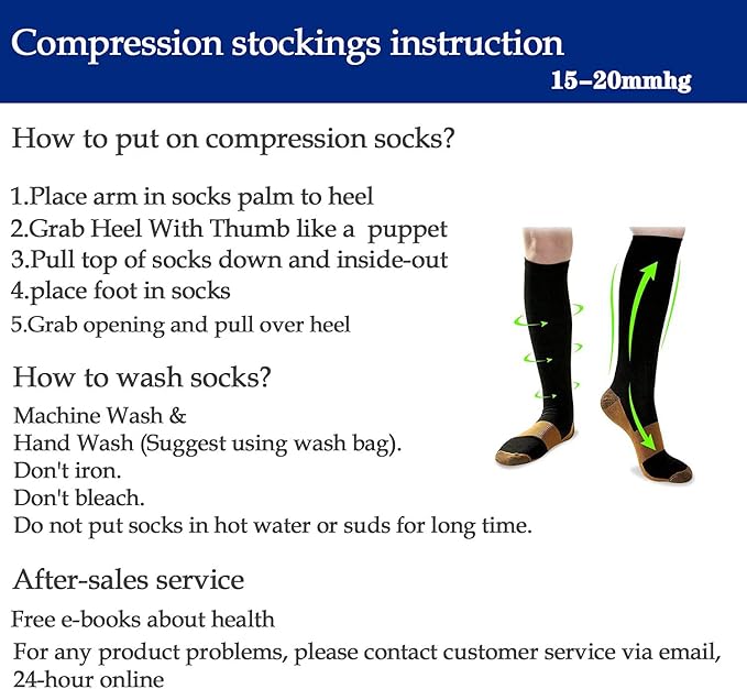 Graduated Copper Compression Socks for Men & Women Circulation 8 Pairs 15-20mmHg - Best for Running Athletic Cycling