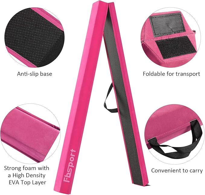 FBSPORT 8ft/6ft Balance Beam: Folding Floor Gymnastics Equipment for Kids Adults,Non Slip Rubber Base, Gymnastics Beam for Training, Practice, Physical Therapy and Professional Home Training