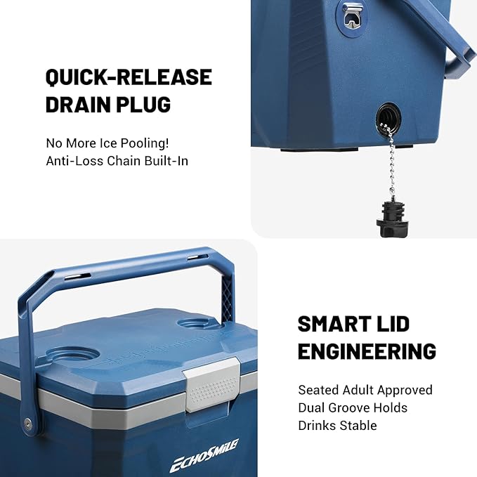 EchoSmile Portable Cooler 20L/21qt, Outdoor Insulated Ice Chest Box