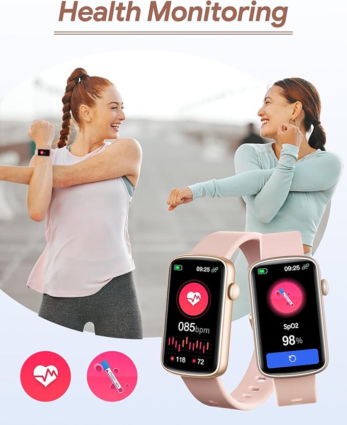 Fitness Tracker, Fitness Watches for Women Men with Heart Rate Monitor Blood Oxygen Sleep Tracker Pedometer, 1.47" Smart Watch Step Calorie Counter for Android iOS IP68 Waterproof (Pink)