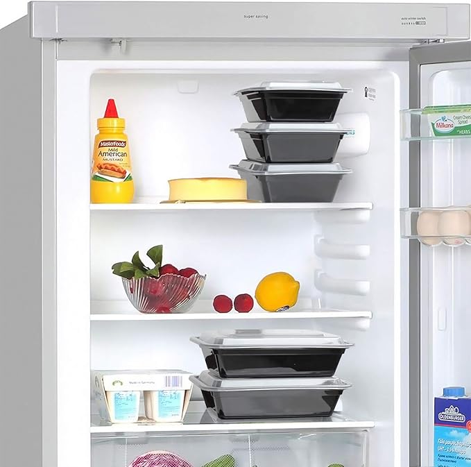 Enther 36oz Meal Prep Containers 20 Pack 3 Compartment with Removable Insert Tray 2 Tier Food Storage Bento Box with Lid, BPA Free Reusable Lunch Box Stackable/Microwave/Dishwasher/Freezer Safe Black