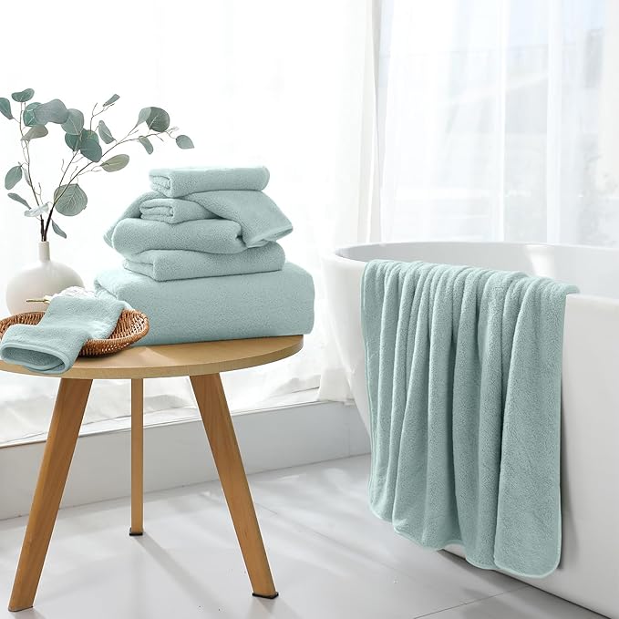 Extra Large Bath Sheet 4 Piece (35"x70")-Ultra Soft Oversized Bath Towel,Bath Sheet Towel Set for Bathroom Hotel,Ultra Highly Absorbent Quick Dry Shower Towel Set for Adults,Bathroom Towel-Aqua