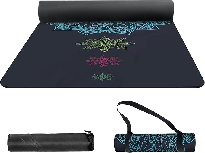 nuveti Yoga Mat Print Extra Thick TPE Non Slip Fitness Exercise Mat with Carrying Bag,72"x24" Extra Thick 6MM Exercise & Workout Mat for Yoga, Pilates Fitness and Floor Exercises