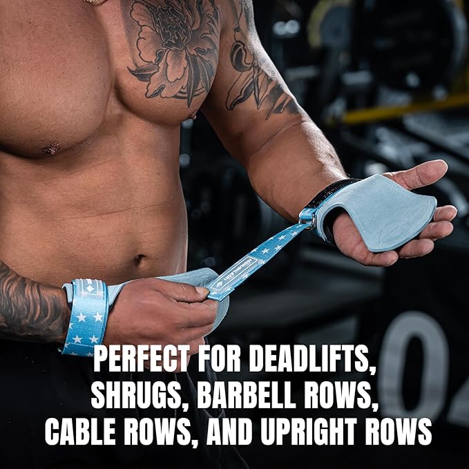 MANUEKLEAR Gym Straps Weight Lifting, Double Leather Lifting Straps for Men Deadlift with Cushion Wrist Loop, Gym Lifting Wrist Wraps for Weightlifting